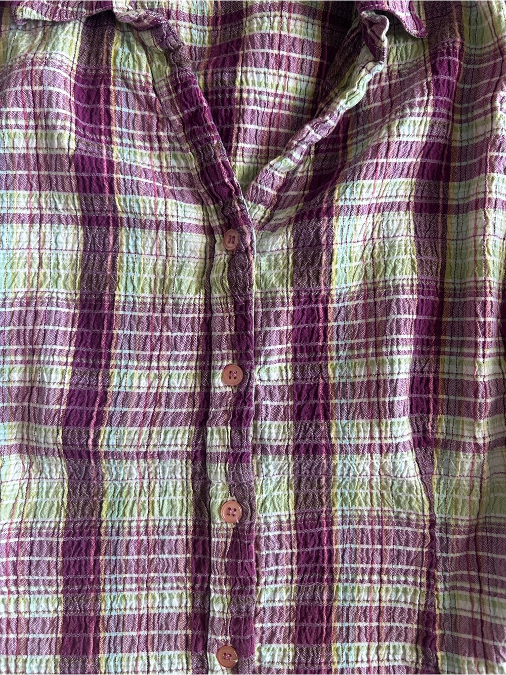 Lemon Grass Studio Plaid Button Up Shirt (L) - Picture 4 of 5